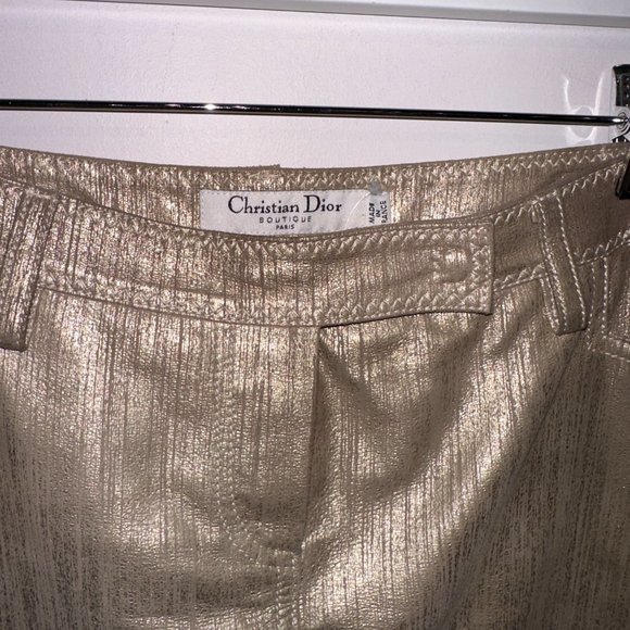 Christian Dior Metallic Gold Goat Suede Skirt - Picture 11 of 12